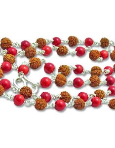 Rudraksha coral mala